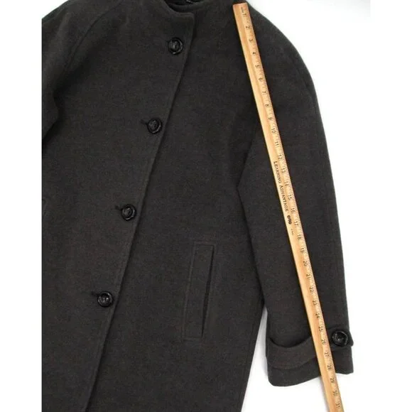 Vintage Jones New York Overcoat Womens Sz 12 Charcoal Gray Wool Lined Button Up - Picture 12 of 16